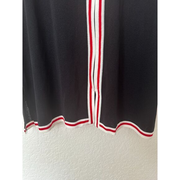 Exclusively Misook Black Hooded Zip Up Sweater Red White Trim Womens XS - Picture 3 of 7